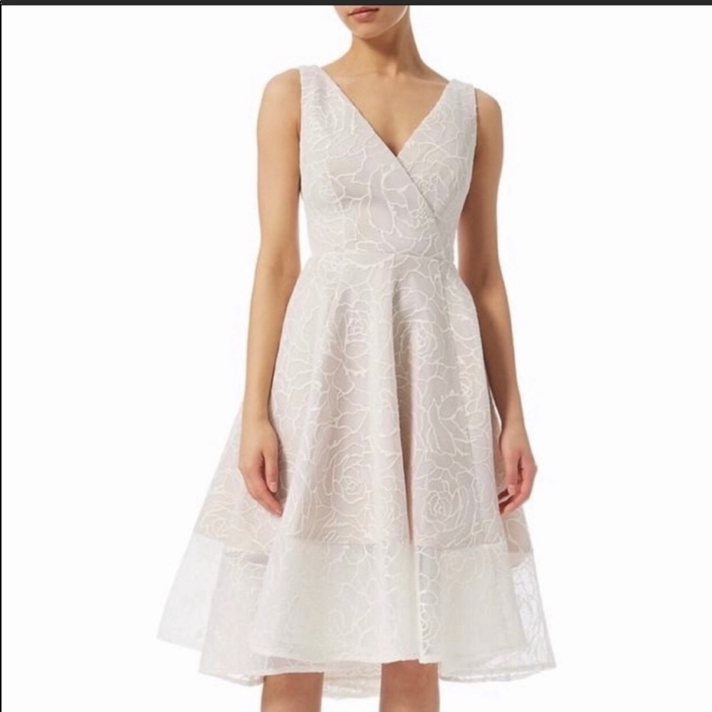Adrianna papell white rose dress NWT